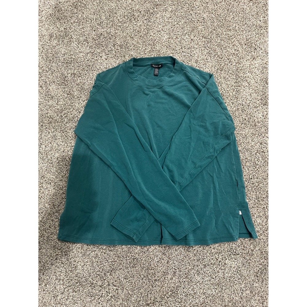 Eileen Fisher Teal Green Tencel Organic Cotton French Terry Sweatshirt XXS
